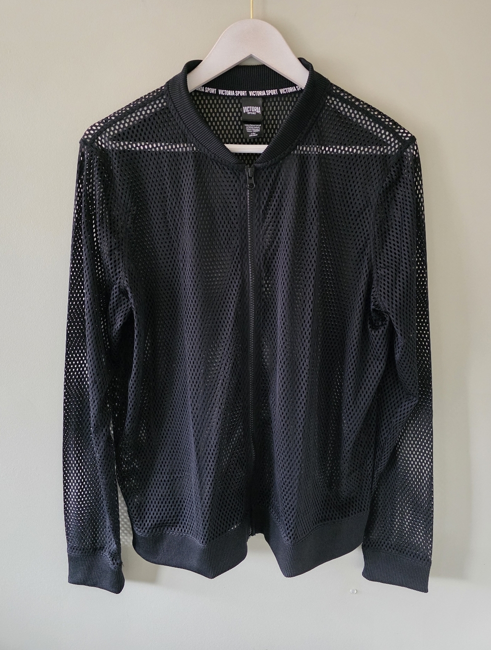 Victoria's Secret L Activewear Y2K Cybercore Streetwear Mesh Bomber Jacket